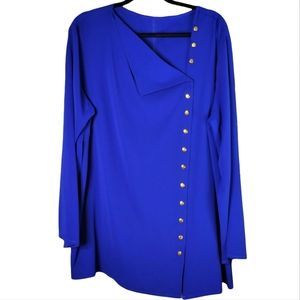 Royal blue button down blouse